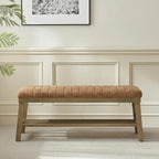 VKNOW Entryway Bench, 44.4" Upholstered Storage Shoe Bench for Entryway Bedroom, Shoe Rack Bench with Rubberwood Legs, Modern End of Bed Bench for Living Room and Hallway, Orange