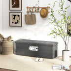 43" Folding Storage Ottoman Bench, End of Bed Foot Rest Stool with Removable Divider & Side Pocket, Storage Chest for Entryway, Living Room, Bedroom, 660 lbs Weight Capacity (Dark Grey)