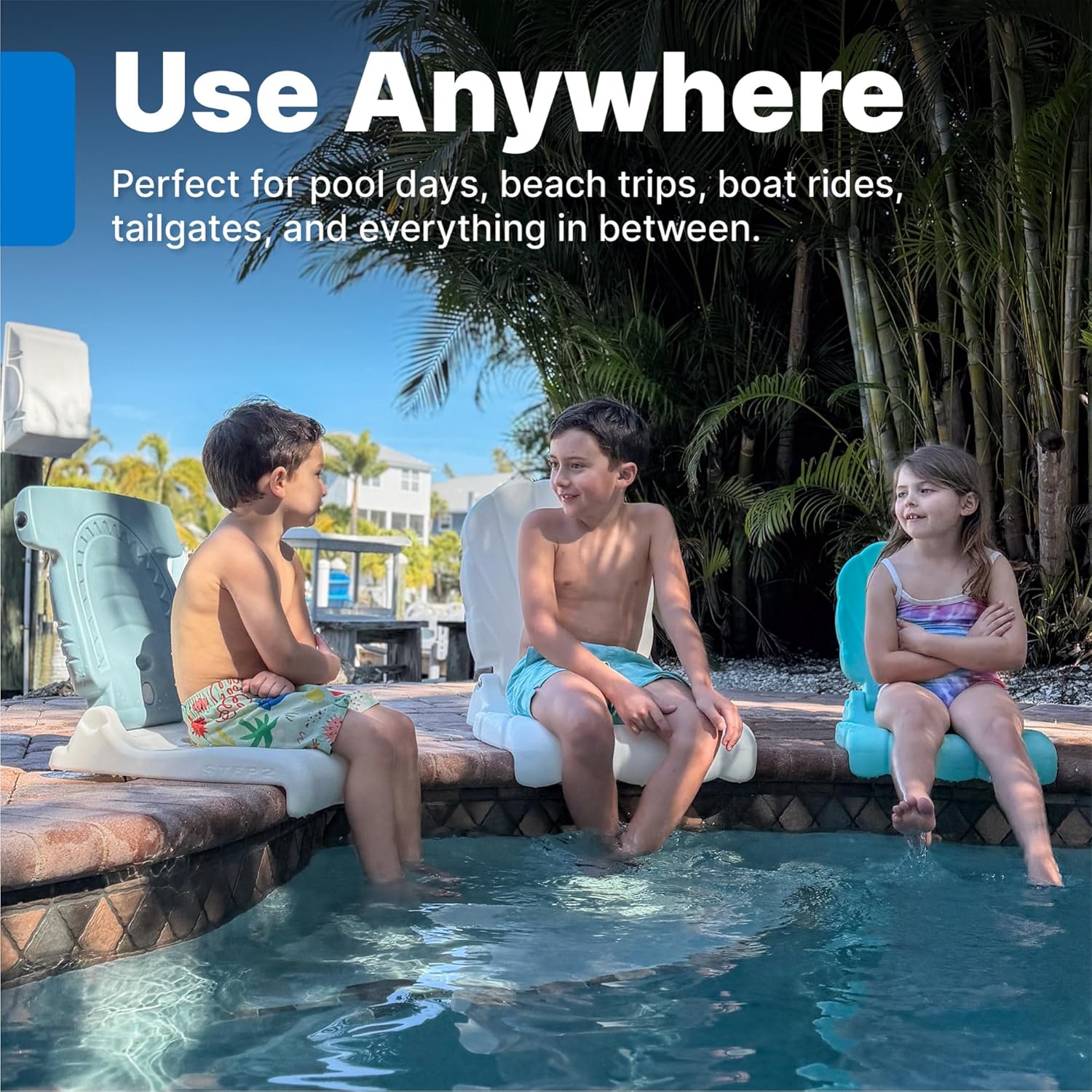 Step2 Seashell Flip Seat 2 Pack, Adult Portable Outdoor Chairs for Poolside, Camping, Beach, Stadium, Providing Back Support, Made of UV20 Durable Plastic, Incredible White