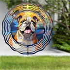 Bulldog Wind Spinners Outdoor Dog Memorial Gifts, 3D Metal Kinetic Hanging Garden Wind Spinner, Spinner Decor, Wind Sculptures for Outdoor & Indoor, Window, Yard Decor (Bulldog 3)