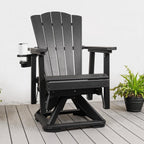LETKIND Adirondack Swivel Glider Chair, Weather Resistant Adirondack Outdoor Rocking Chair, HDPE Glide for Outside, All-Weather Glider Chair for Porch, Balcony, Lawn, Black