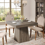 Tribesigns Square Dining Table for 4, 31.5-Inch Small Kitchen Table with Sturdy Pedestal Base, Farmhouse Dinner Table for Dining Room, Living Room, Kitchen, Light Gray