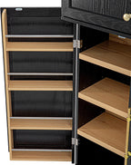 78.2" Tall Farmhouse Kitchen Pantry Cabinet with 8 Door Shelves, Storage Cupboard with 3 Adjustable Shelves, 3 Large Drawers,for Dining & Bathroom (Ash Black-J)