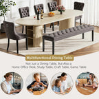 63"-94" Large Oval Extendable Dining Table for 6 8 10, Faux Travertine Expandable Kitchen Table with 2 Storage Base & Sliding Doors, Modern Farmhouse Dining Table for Dinner Party Family Gathering