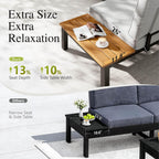 Sophia & William 7 Piece Metal Outdoor Sectional Sofa with Cushion, Patio Furniture Set with 4 x Single Sofa with Side Table, 2 x Coffee Table, Modern L-Shape Outdoor Couch for Deck Garden Backyard