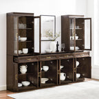 Crosley Furniture Stanton 3-Piece Sideboard Buffet Cabinet and Glass Door Kitchen Storage Pantry Set, Coffee