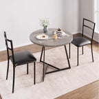 3-Piece Round Dining Set for 2 - Compact 31.4" Rustic Gray Kitchen Table with Upholstered Chairs, Space-Saving Breakfast Set for Small Spaces, Apartments & Studio Living
