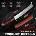 Japanese Fixed Blade Knife - Tanto Knives with Wooden Sheath - Survival Knives with Full Tang Handle - Bushcraft knives for Camping Outdoor, Gifts for Men