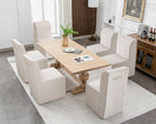 Upholstered Dining Chair, Modern Linen Fabric Dining Room Chair with Mid Backrest and Padded Seat Cushion, Accent Armless Kitchen Side Chair for Dining Room, Living Room, Reading Room, Bedroom