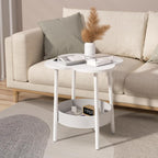 Cloud Coffee Table,Household Small Dining Table Round Side Table 2-Tier Small Tea Table Modern Style End Table Living Room Center Minimalist Display Coffee Table for Living Room Small Space White