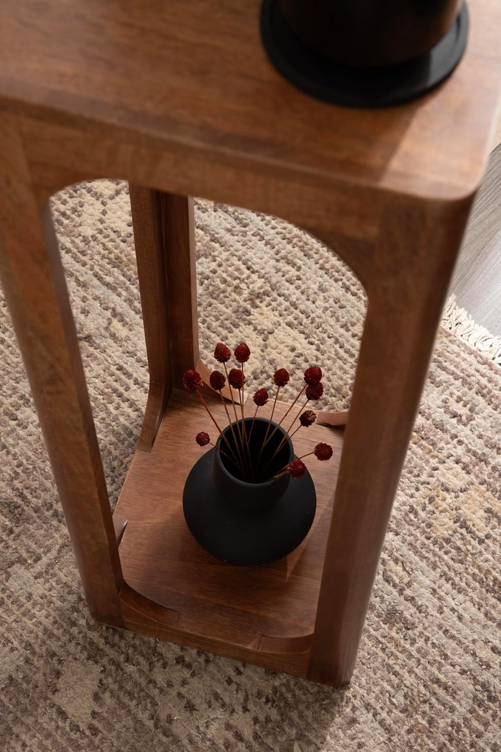 Kate and Laurel Dahl Mango Wood Square Tea Table, 10 x 10 x 30, Walnut Brown, Transitional Boho Wooden Accent Pedestal Table for Living Room Plant Stand or Small Bedroom Nightstand