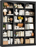 FACBOTALL 71" Triple Wide Bookshelf, 6 Tier Large Arch Black Bookcase