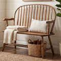 Carolina Chair & Table Farmhouse Windsor Bench – Traditional Style Spindle Back Multi-Step Finish Wooden Frame and Seat Modern Bench - 2 Person Seating Home Decorative Accent Furniture (American Oak)