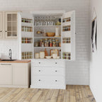Merax 77” Pantry Cabinet, Kitchen Pantry Storage Cabinet with Drawers, Doors and Adjustable Shelves,Freestanding Buffet Cupboards Sideboard for Living Room and Dinning Room, White