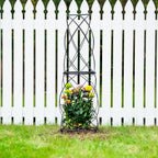 35-Inch Metal Garden Obelisk Trellis for Indoor & Outdoor Plants – Durable, Weather-Resistant Support for Climbing Vines, Roses, and Flowering Bushes – Decorative Potted Plant Structure