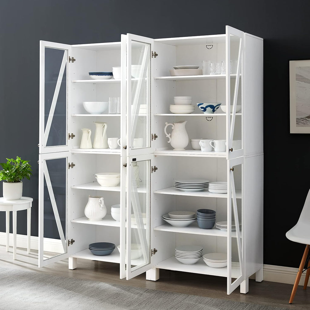 Crosley Furniture Cassai 2-Piece Pantry Storage Cabinet Set with Shelves, Kitchen, Dining, or Laundry Room, White