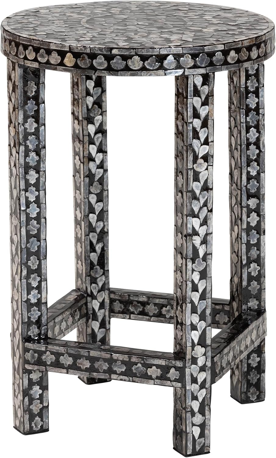 bali & pari Elara Coastal Black and White Mother of Pearl Capiz Shell End Table