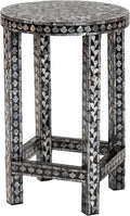 bali & pari Elara Coastal Black and White Mother of Pearl Capiz Shell End Table