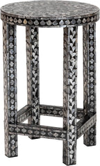 bali & pari Elara Coastal Black and White Mother of Pearl Capiz Shell End Table