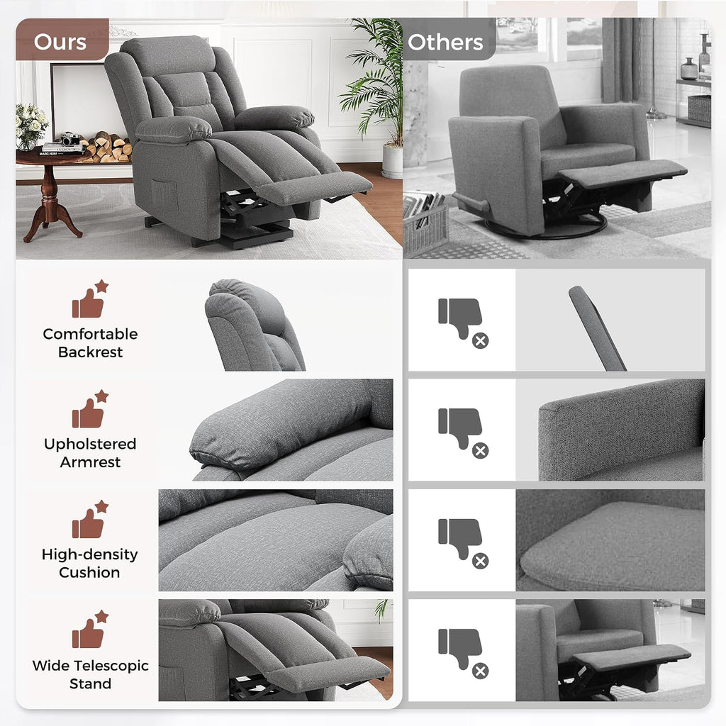 Amopatio Power Lift Recliner Chairs for Elderly Upgraded Living Room Reclining Chairs Indoor Lounge Chairs Single Sofa with Side Pockets and Remote Control for Bedroom