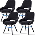 Swivel Dining Chair Set of 4, Modern Upholstered Fabric Kitchen Chairs with Thicken Cushion for Living Room Bedroom Restaurant (Black)