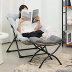 15"(H) Folding Ottoman, Set of 2, Foldable Footrest Stool, Small Foot Stool for Couch, Collapsible Foot Rest Ottoman for Sofa, Accent Padded Ottomans for Living Room, Bedroom, Dark Grey