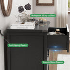 Nightstand with 3 Drawers, 24" Wide Farmhouse Bedside End Table, Rustic Wood Side Table Night Stand with Mental Handle, Tall Modern Small Dresser Chest of Drawers for Bedroom, Living Room, Dorm, Black
