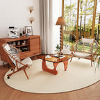 Coffee Tables Glass Small Farmhouse Coffee Table Mid-Century Modern Wood Center Table for Living Room, Walnut Brown, 32 Inch