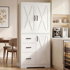 IRONCK Pantry Cabinet, Kitchen Storage Cabinet with 3 Door & Drawer, White | Adjustable Shelf. 67.5inch Tall. 5 Tier Freestanding. 150 lbs Per Shelf. Modern Style. FSC-certified Wood. Anti-tip.