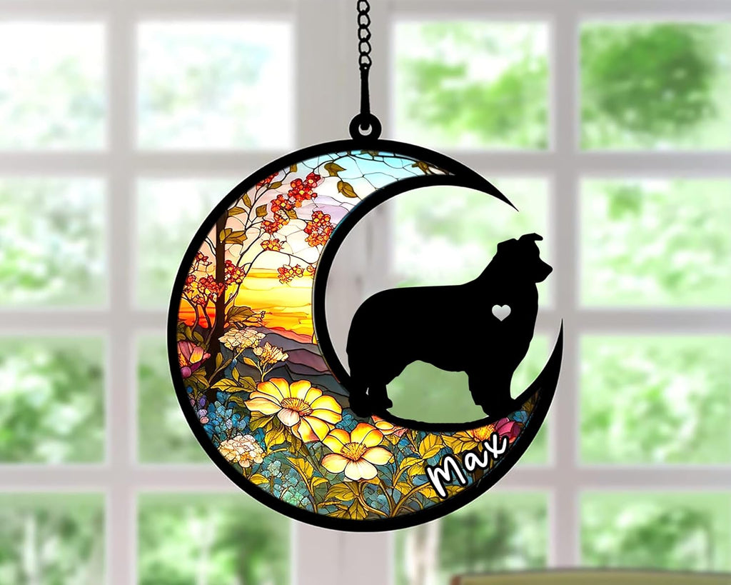 Personalized Dog Memorial, Custom Name Aussie Dog Christmas Ornament with Name, Custom Breeds, Pet Loss Light Catcher, Gifts for Lovers Loss of Pet Sympathy on Mothers Day Christmas