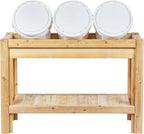 Greenes Fence Three Bucket Cedar Storage with Shelf, 44 in. x 16 in. x 30 in. - Made in USA with North American Cedar