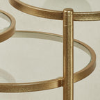 Quincy Adjustable Accent Table | Round, Rotating Clear Glass Tabletops | Three Tiered, Nesting Table Look | Gold Finished Metal Furniture | Perfect for Small Spaces and Unique Modern Decorating Tastes