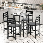 27.5 inch Bar Table and Chairs Set, Solid Wood Bar Height Pub Table and Chairs Set of 4, Counter Height Table Set, Square High Top Table and Chairs Set for Dining Room