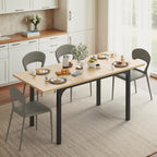 Extendable Dining Table, Rectangle Kitchen Table for 4-8 People, Modern Wooden Dinner Table with Strong Metal Legs, Space Saving Expandable Dining Room Table for Restaurant, Conference, Natural