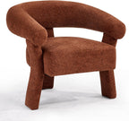 ANJ Modern Chenille Accent Chair, Barrel Armchair with Solid Wood Legs & Curved Backrest, Modern Arm Chair with Upholstered Fabric for Living Room & Vanity Room, Orange