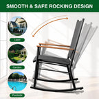 Shintenchi Outdoor Rocking Chairs Set of 2,Upgraded High Back Patio Rocking Chair Set,Breathable Textilene Fabric Outdoor Rocking Chair for Porch,Patio,Garden,Balcony,Black
