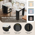 Extendable Dining Table with Storage, Transformer Console Table for 1-5 People, LED Mobile Rolling Island Table Space Saving Dining Room Table with Built-in Outlet for Homes, Apartments, Black