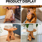 Small Side Table, Freeform Live Edge Wood Stool, Unique Design Natural Plant Stand for Patio, Garden, Yard, Living Room, Bedroom