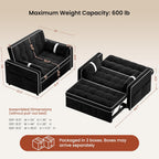 Yaheetech 3 in 1 Sofa Bed Convertible Velvet Sofa Pull Out Couch Folding Loveseat Sleeper with Adjustable Backrest, Armrest Pillows, USB Ports, Side Pockets for Living Room Bedroom Apartment, Black