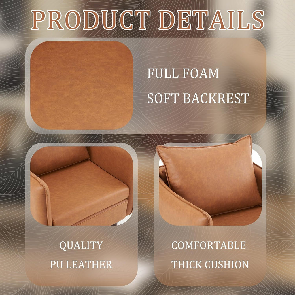 Sepnine Accent Chairs for Living Room Chairs Brown Reading Chair for Bedroom Arm Chair Mid Century Modern Club Chairs Upholstered Comfy Chair for Apartment, Waiting Room