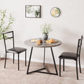 3-Piece Round Dining Set for 2 - Compact 31.4" Rustic Gray Kitchen Table with Upholstered Chairs, Space-Saving Breakfast Set for Small Spaces, Apartments & Studio Living