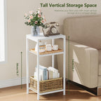 Heybly Small Side Table Set of 2, Tall End Table with Adjustable Shelf, Telephone Table, Nightstand, Accent Table Stand, Small Entryway Table, Bedroom,Living Room, Office,Bathroom, White, HET003WT2