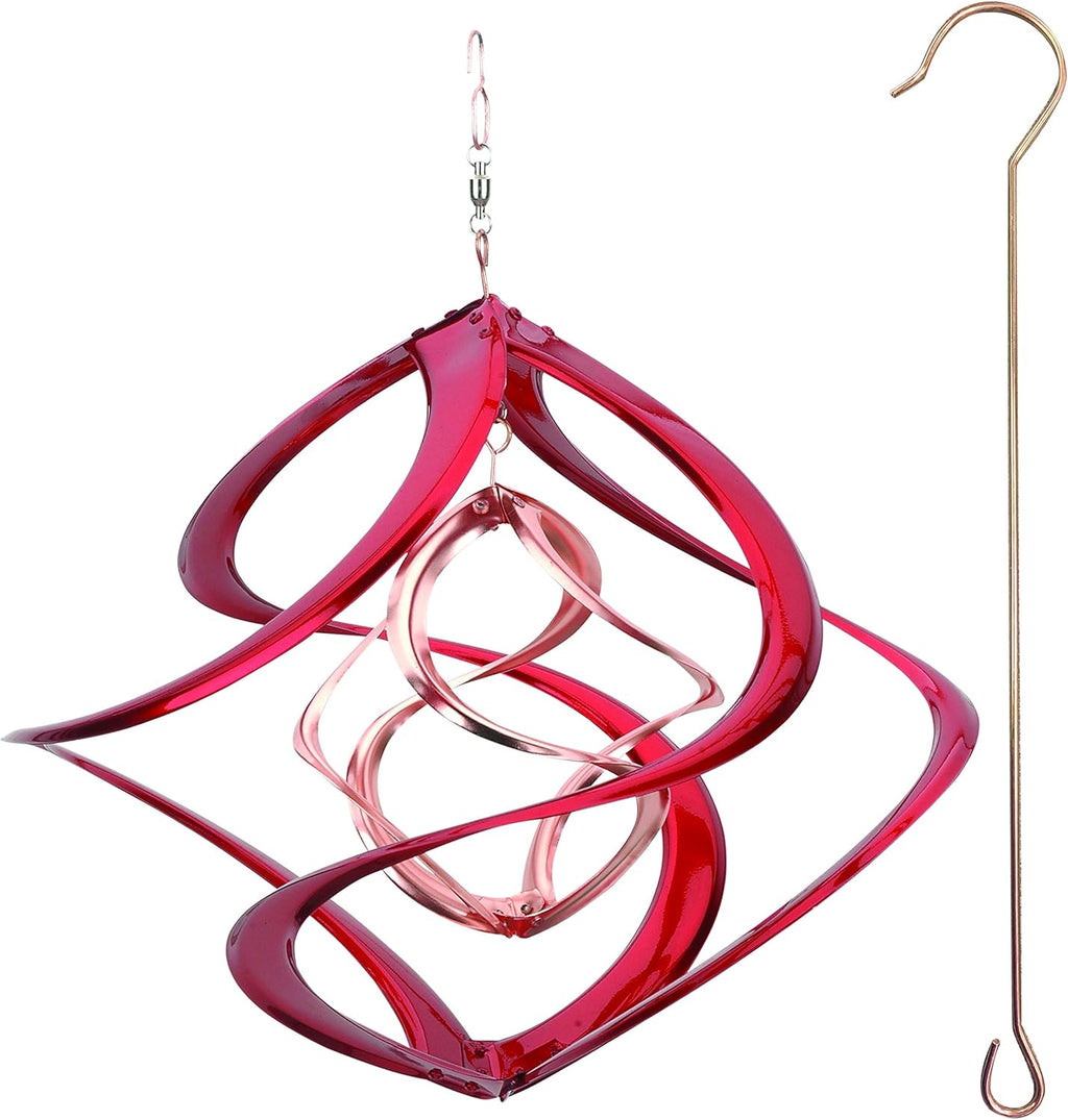 Red Carpet Studios Deluxe Double Helix Cosmix Wind Spinner, 14-Inch, Red and Copper