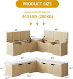 L Shaped Corner Storage Bench with Cushion, Kitchen Breakfast Nook Bench with Lift Top Hidden Storage, Wood Flip-Top Shoe Benches for Entryway Dining Room, Kitchen, Bedroom (Oak)