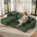 Vesgantti 110.2" Modular Sectional Sofa with Curved Armrest, 6 in 1 Convertible Folding Sleeper Sofa Bed, Chenille Couch for Living Room, No Assembly Required, Green, Left Facing Chaise