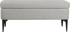HomePop Upholstered Storage Bench with Metal Leg, 42" W, Cool Gray Woven
