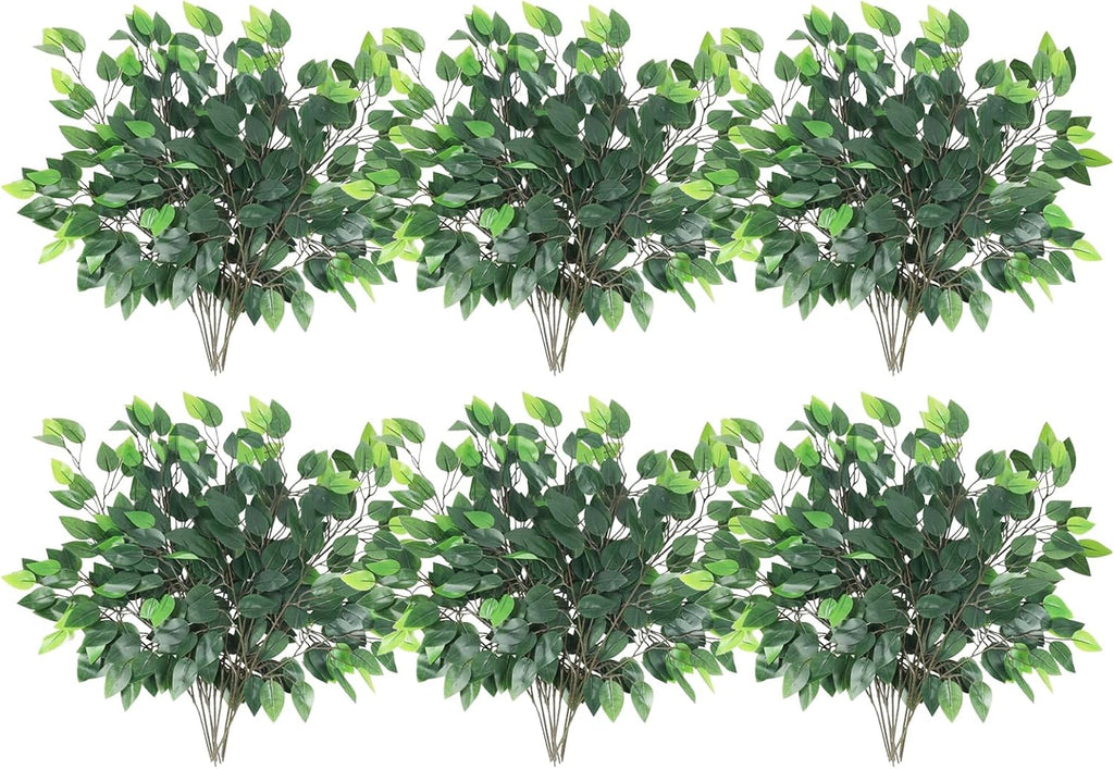 GTIDEA 36PCS Artificial Ficus Leaves Branches Faux Ficus Tree Branches Artificial Greenery Stems Silk Floral Arrangement for Benjamina Tree DIY Wedding Bouquet Summer Wreath Wall Decor (24.04 Inch)