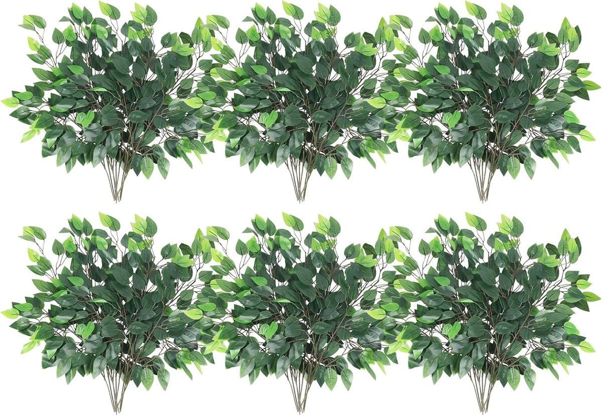 GTIDEA 36PCS Artificial Ficus Leaves Branches Faux Ficus Tree Branches Artificial Greenery Stems Silk Floral Arrangement for Benjamina Tree DIY Wedding Bouquet Summer Wreath Wall Decor (24.04 Inch)