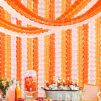 Fall-Boho Pink-Orange Groovy Thanksgiving Party-Decorations - 12pcs Streamers-Garland Autumn Harvest Friendsgiving 4-Leaf Clover Paper Banners,Birthday Wedding Engagement Bachelorette Decor Ouruola
