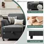 Vongrasig Convertible Sectional Sofa Couch, 3 Seat L Shaped Sofa with Removable Pillows Soft Corduroy Fabric Small Couches Mid Century for Living Room, Apartment and Office (Gray)